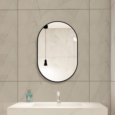 MODFU - Wandspiegel - Boogvormig En Horizontaal Of Verticaal - Modern - Badkamer - Aluminium En Glas - Zwart - 60 X 120 Cm