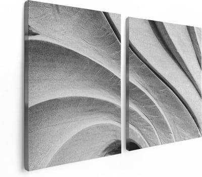 Artaza Canvas Schilderij Tweeluik Abstracte Kunst Gestreepte Stenen in het Grijs - 120x80 - Foto Op Canvas - Canvas Print