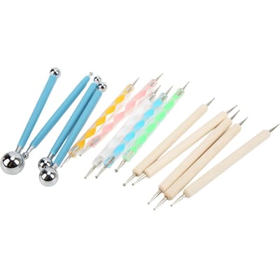14 Pièces Outils Argile Portables Polyvalents Sculpture Argile Poterie Relief Modèle Argile Polymère Ensemble d'Outils white