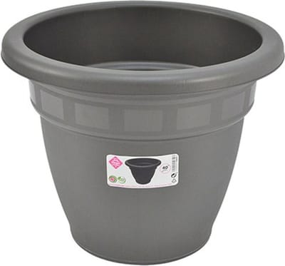 Bloempot/plantenbak - grijs - kunststof - D40 cm - rond - plantenpot/bloembak