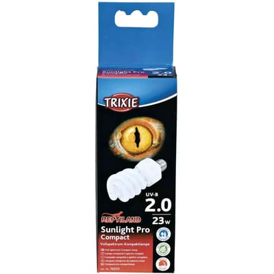 UV-B Lamp Trixie - Compact 23 Watt - 6x6x15.2 cm, UVB UVA Verlichting voor Reptielen en Amfibieën