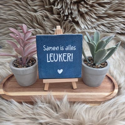 Robuust wenstegeltje “Samen is alles leuker!” – Liefde & Vriendschap Cadeau – Keramiek – Decoratie – Relatie Cadeautje – Vriendschap - Trendy nu