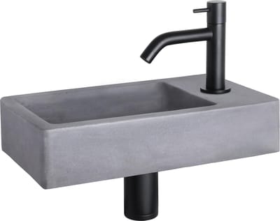Differnz Force Fonteinset - Beton donkergrijs - Kraan gebogen mat zwart - 40 x 22 x 8 cm