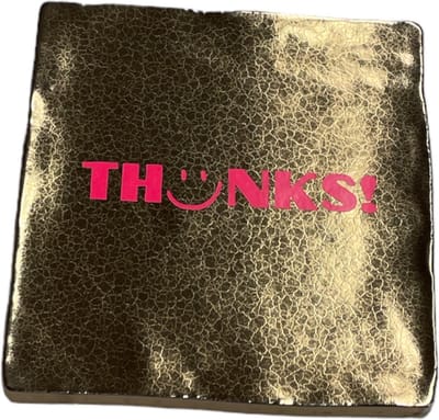 Hippe tegeltje met tekst: Thanks | Goud met neon roze | Gepersonaliseerde cadeau | Hippe Spreuktegel | Nieuwe woning cadeau | Housewarming cadeau