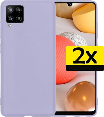 Hoesje - 2 Stuks - Geschikt voor Samsung Galaxy A42 - Sterk & Shockproof - Case Siliconen - Back Cover - Telefoon Hoes - Telefoonhoesjes - Lila