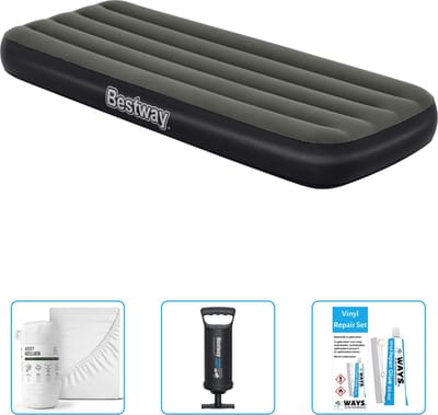 Bestway luchtbed - 1-Persoons - 76 x 185 x 25 cm - Groen - Inclusief Hoeslaken - Pomp en Reparatieset