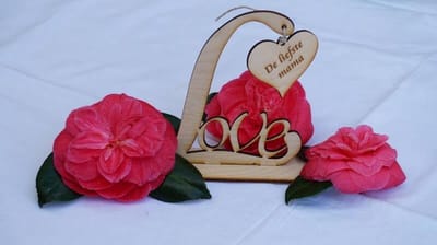 Decoratief Beeld - Moederdag Houten Standaard Love - Hout - Gege Graveer En Stempels - Bruin - 4.5 X 17 Cm