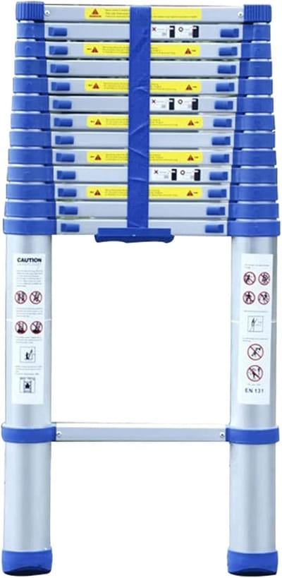 Telescopische Ladder - Uitschuifbare Ladder - Werkzaamheden Buiten - Compact Opvouwbaar - Tot 8 Meter - Blauw