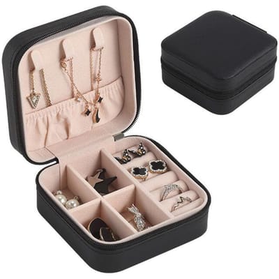 Sieradendoos Geschenkverpakking Oorbellen Ketting Ring Organiseren Accessoires voor Thuis Kantoor Zwart zwart