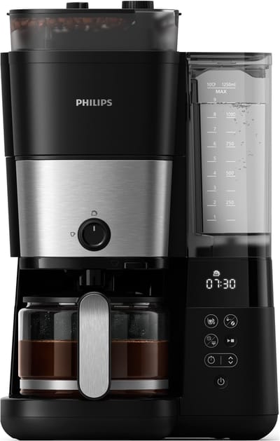Philips Filter-koffiezetapparaat HD7888/01 - All-in-1 Brew - Met Filter en Molen - Voor Bonen - Instelbare Grofheid - Met LED Scherm - Zwart