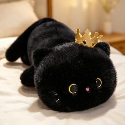 40 cm Schattige Zwarte Kroon Kat Pluche Speelgoed Kawaii Groot Knuffelkussen Kussen Ins Zwarte Kat Pluche Speelgoed Pop Voor Jongens Meisjes Verjaardagscadeaus