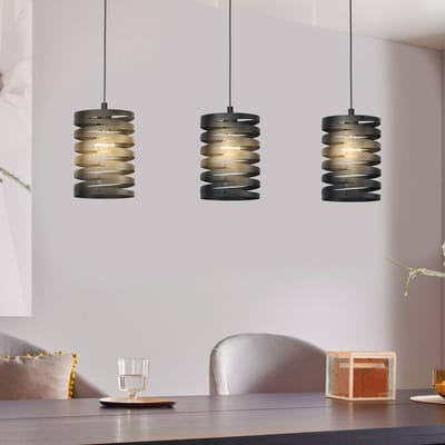 EGLO Hanglamp Cremella, lengte 94 cm, zwart, 3-lamps, staal