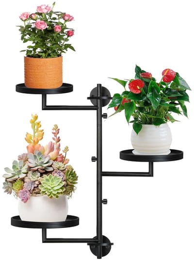 Jhubersproducts - Plant Stand - Roterend Plant Frame - Zwart - IJzeren Plantstand - Multifunctioneel - Geschikt voor Binnen en Buiten - Cirkelvormig
