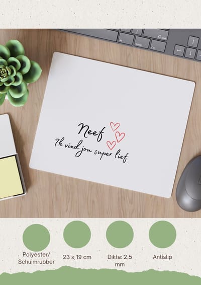 Akyol - neef ik vind jou super lief Muismat - Neef - de liefste neef - verjaardag - cadeautje voor neef - neef artikelen - kado - geschenk - 23 bij 19 cm