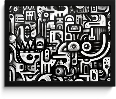 Poster in lijst - Fotolijst 40x30 cm - Posters - Symbolen - Abstract - Grafisch - Zwart - Posterlijst zwart - Decoratie - Wanddecoratie woonkamer - Muurdecoratie slaapkamer