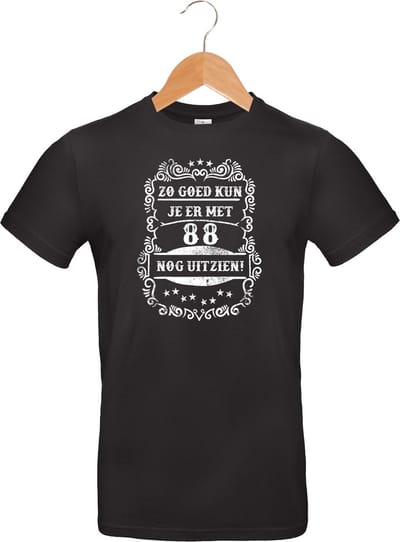 Zo goed met - 88 jaar - T-Shirt Classic - 100% katoen - leeftijd - geboortejaar - verjaardag en feest - cadeau - kado - unisex - zwart - maat S