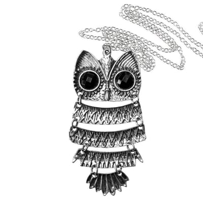 Fako Bijoux® - Ketting - Dansende Uil XL - Zilverkleurig