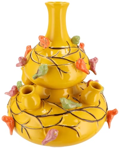Vogel vaas Bird geel 32 cm set van 2