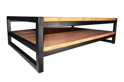 Salontafel Durham industrieel hout en metaal robuust 100x70x30