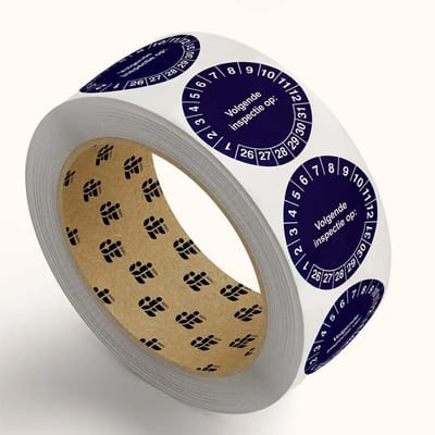 Volgende inspectie op keuringsstickers - jaartallen 26-31 - op rol | 2 cm - 1113 stickers per rol