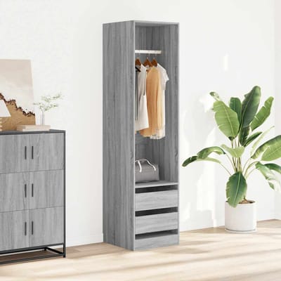 vidaXL - Kledingkast - met - lades - 50x50x200 - cm - bewerkt - hout - grijs - somoma
