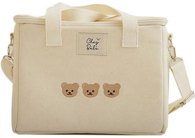 longziming -Geïsoleerde Lunchtasche - Thermische Tas - Isolatietas - Tweelaags Warmte-isolatie - Waterdicht Buitenmateriaal - Duurzaam Stof - Schattig Beer Ontwerp - Lichtgewicht Draagcomfort - 1 Stuk