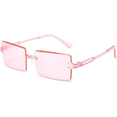 Mode Randloos Cutting Edge Vierkant Verloop Lens Zonnebril Unisex Vintage Vierkante Monturen Schaduw Zonnebril UV 400 Bescherming Bescherming AS SHOWN white