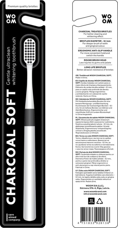 Woom tandenborstel Charcoal soft ( 3stuks)