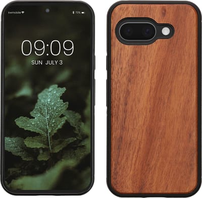 kwmobile telefoonhoesje geschikt voor Google Pixel 9a - Hoesje met bumper in vintage bruin / bruin - Backcover - hout