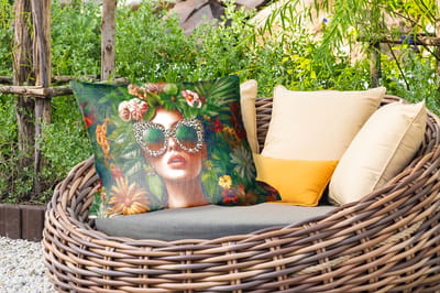 Buitenkussens - Vrouw - Panterprint - Jungle - Natuur - Luxe - 60x40 cm - Weerbestendig