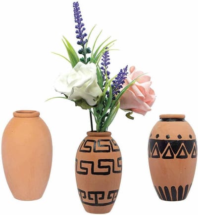 Famanu – Set van 4 mini terracotta vazen voor kinderen, perfect om te beschilderen en te decoreren, knutselset voor creativiteit