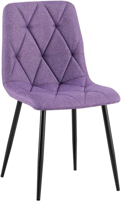 CLP Clairton Eetkamerstoel - klassiek - met zwart metalen frame - Belastbaar tot 150 kg - fluweel - Velvet - Stof/purper