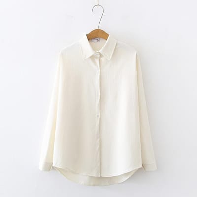Lente Losse Dunne Volledige Outfit Casual Polokraag Lange Mouwen Shirt voor Vrouwen M abrikoos