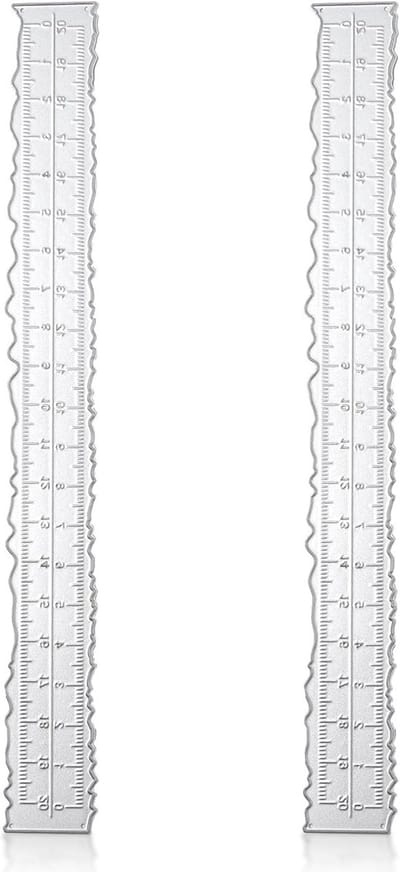 Set van 2 metalen linialen met onregelmatige randen voor knutselen, papier scheuren, embossen en kaarten maken, 21.3 x 2.5 cm