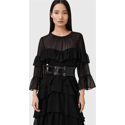 AllSaints Cora Waist Belt Black/warm Brass Taglia: S | Cinture Outlet | Donna | Nero