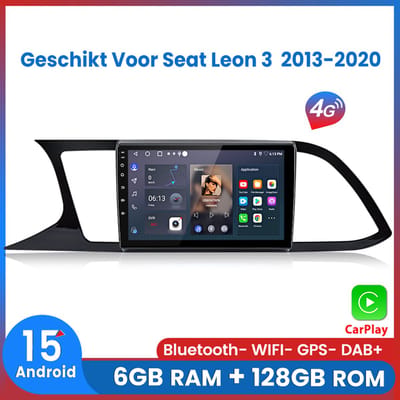 Awesafe Autoradio 6+128GB met Carplay en Android auto - Geschikt Voor Seat Leon 3 2013 t/m 2020 - Radio scherm met Navigatie GPS - 8 Kern V1PRO Versie - Draadloos Apple Carplay & Android - Android 15 Systeem - 2013 2014 2015 2016 2017 2018 2019 2020
