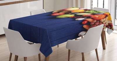 ABAKUHAUS Oogst-tafelkleed – blauw, veelkleurig, 140x240 cm