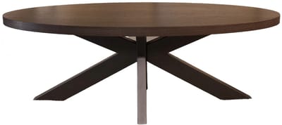 Salontafel ovaal donker walnoot melamine 130cm Denzel ovale salontafel