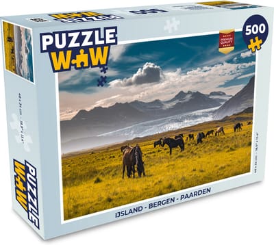 Puzzel IJsland - Bergen - Paarden - Legpuzzel - Puzzel 500 stukjes