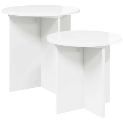 vidaXL - Bijzettafelset - 2 - st - Hoogglans - Wit - Ø - 45 - x - 45 - cm