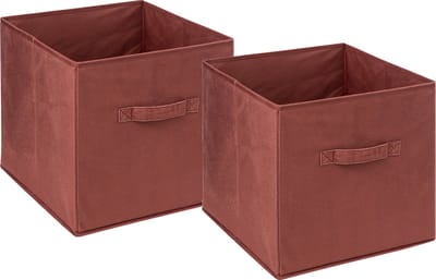 5Five Opbergmand/kastmandje - 2x - Bordeaux rood - 31 x 31 x 31 cm - 29 liter - Vakkenkast manden - Stof met versterkte bodem - Opvouwbaar