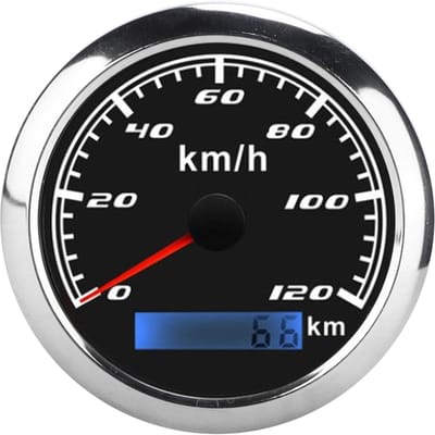 GPS Snelheidsmeter Wijzer Kilometerteller 0‑120KM U 0‑999999KM IP67 9‑32VDC Universeel voor Auto Vrachtwagen Boten black