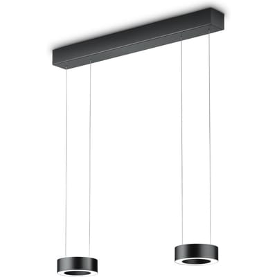 Knapstein LED hanglamp Zera-2, lengte 70 cm, zwart, prismatische kap