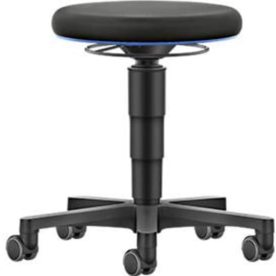 Allround kruk Bimos, in hoogte verstelbaar, dubbele wielen, stof, kleur ring blauw