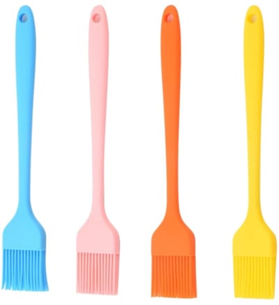 4 stuks-Oliekwast - BBQ-kwast - Bakkwast - Siliconen - Bakaccessoire - BBQ-gereedschap - Geschikt voor barbecueën en bakken - Oranje - Geel - Blauw - Roze - 21*3,3 cm