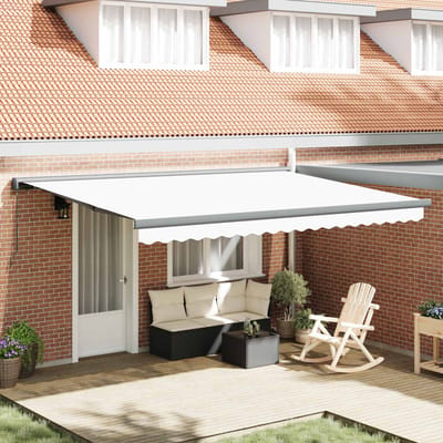 vidaXL - Uitschuifbare - luifel - Wit - 4 - × - 3 - m - Canvas - en - Aluminium