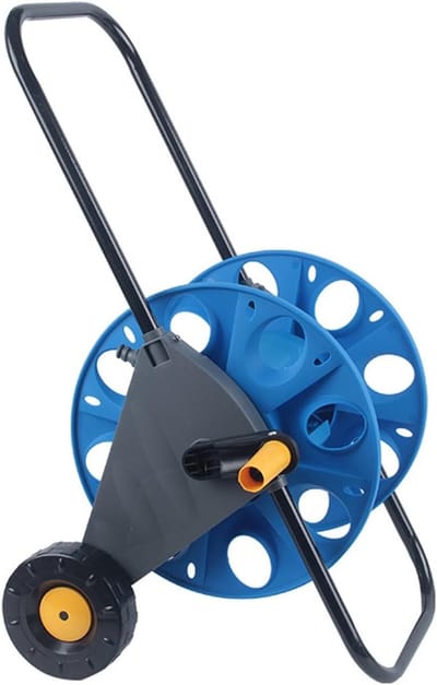 Tuinslanghouder - Slangenwagen - Buiten opbergen - Mobiel met wielen - 80cm hoog - Blauw