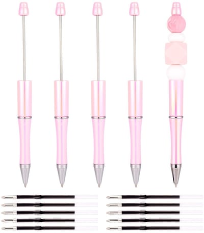 Dailygoods- Balpen 5 Stuks - Plastic Balpen - Pen Navullingen 10 Stuks - DIY Pen Decoratie - Duurzaam - 150mm Lang - Schrijfpennen