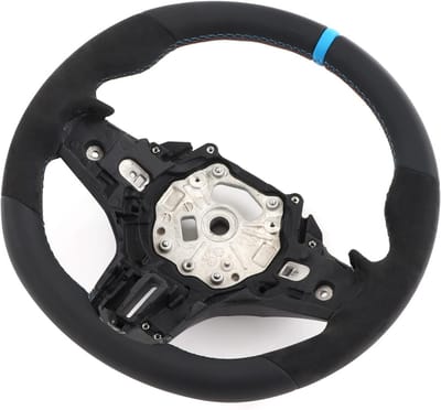Racing Stuurwiel met Platte Bodem voor M3 M4 G80 G82 G83 - Suède Tri Stitching met Blauw Merkteken voor Verbeterde Grip en Stuurprecisie