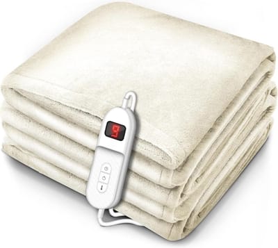 ApexArte® Elektrische Deken 2 Persoons - Warmtedeken Elektrisch - Extra Zacht - Crème